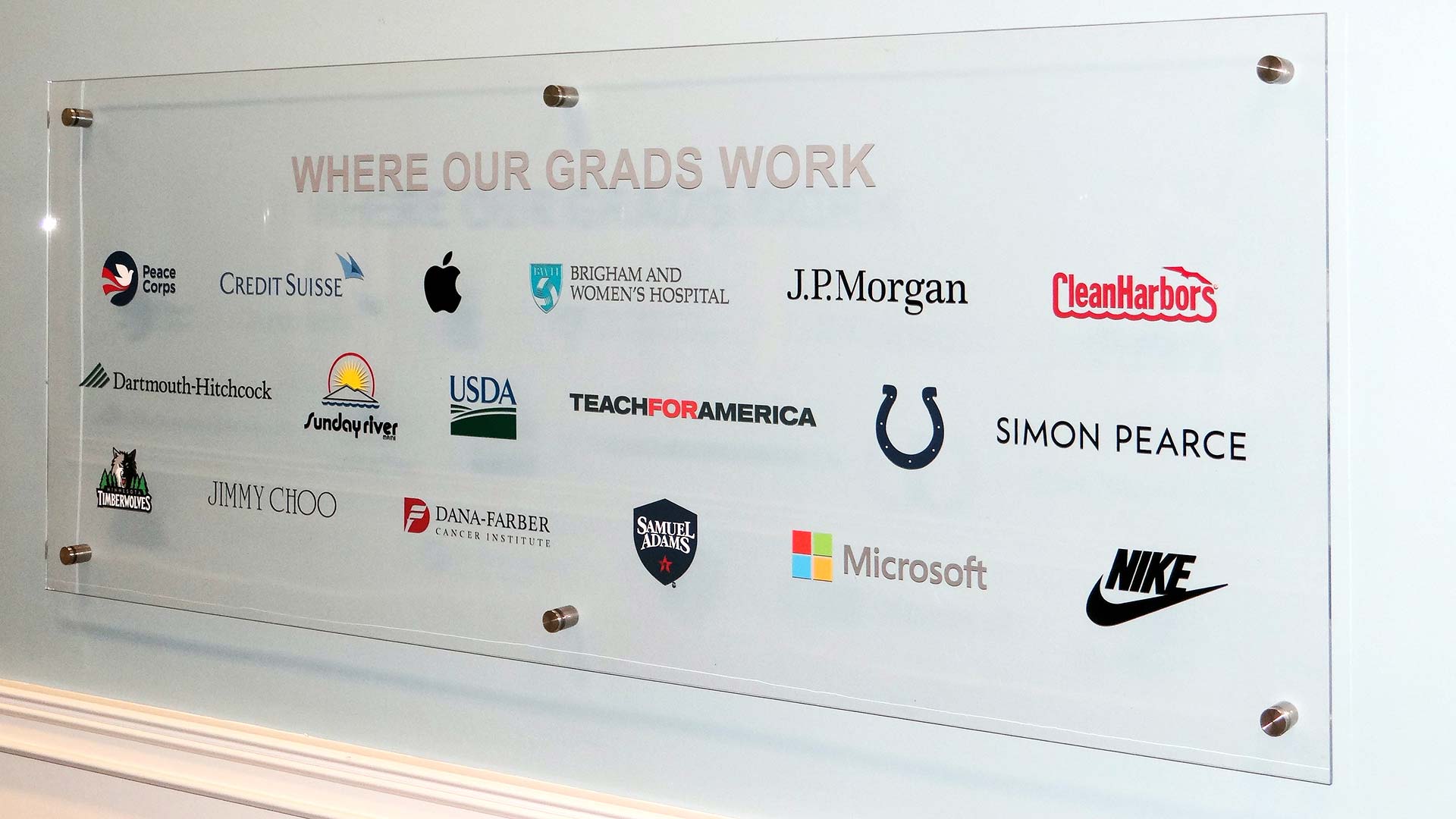 Interior glass signage